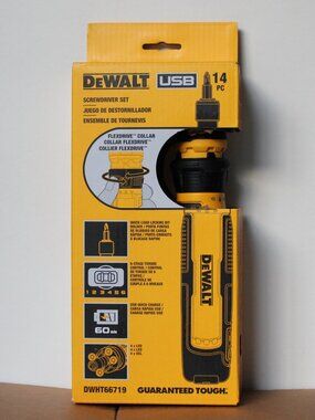 DeWALT DWHT66719 14pc USB Rechargeable Screwdriver Set FlexDrive Torque Control
